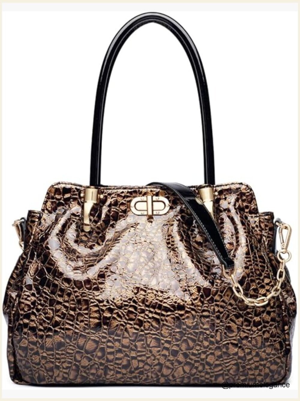 Genuine Leather Tote - Croc Embossed Patent Leather Crossbody Bag